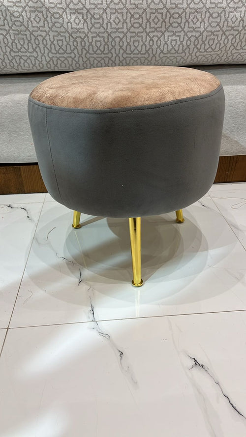 Pouf Rond Design en Velours – Tissu Anti-Tache & Pieds Dorés